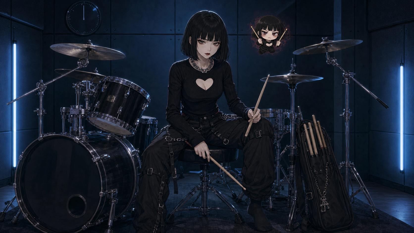 ツカサ - 深夜の個室スタジオでセッティングを終える